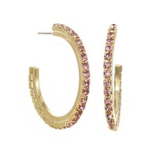 Slim Pink Crystal Hoops! Delicate, light weight and 
Flattering.